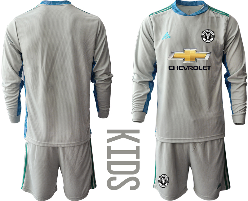 Youth 2020-2021 club Manchester United grey long sleeved Goalkeeper blank Soccer Jerseys